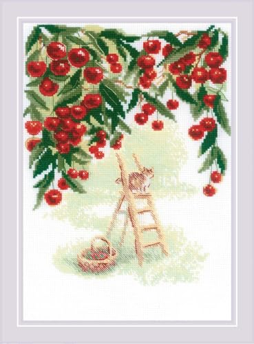 Kit point de croix RIOLIS 2205 motif jardin de cerises zen