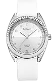GEDIYAR Reloj de pulsera de cuarzo con diamantes de imitación para mujer, correa de silicona, impermeable, deportivo, analógico, regalo para mujeres, enfermeras, enfermeras (G722 blanco), G722 blanco,