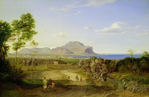 Lienzo decorativo para pared de la Vista de Palermo de Carl Rottmann, cuadro de 60x90cm