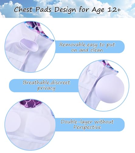 Image of Belovecol Girls Swimsuits Two Piece Tankini Bathing Suits Boyshort Summer Beach Swimwear 4-16Y Removable Bra Pads Above 12Y