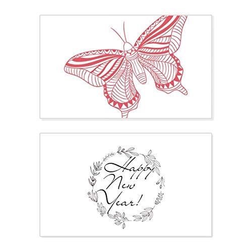 Tarjeta de felicitación de Año Nuevo rosa, el regalo conmemorativo ideal de mariposa