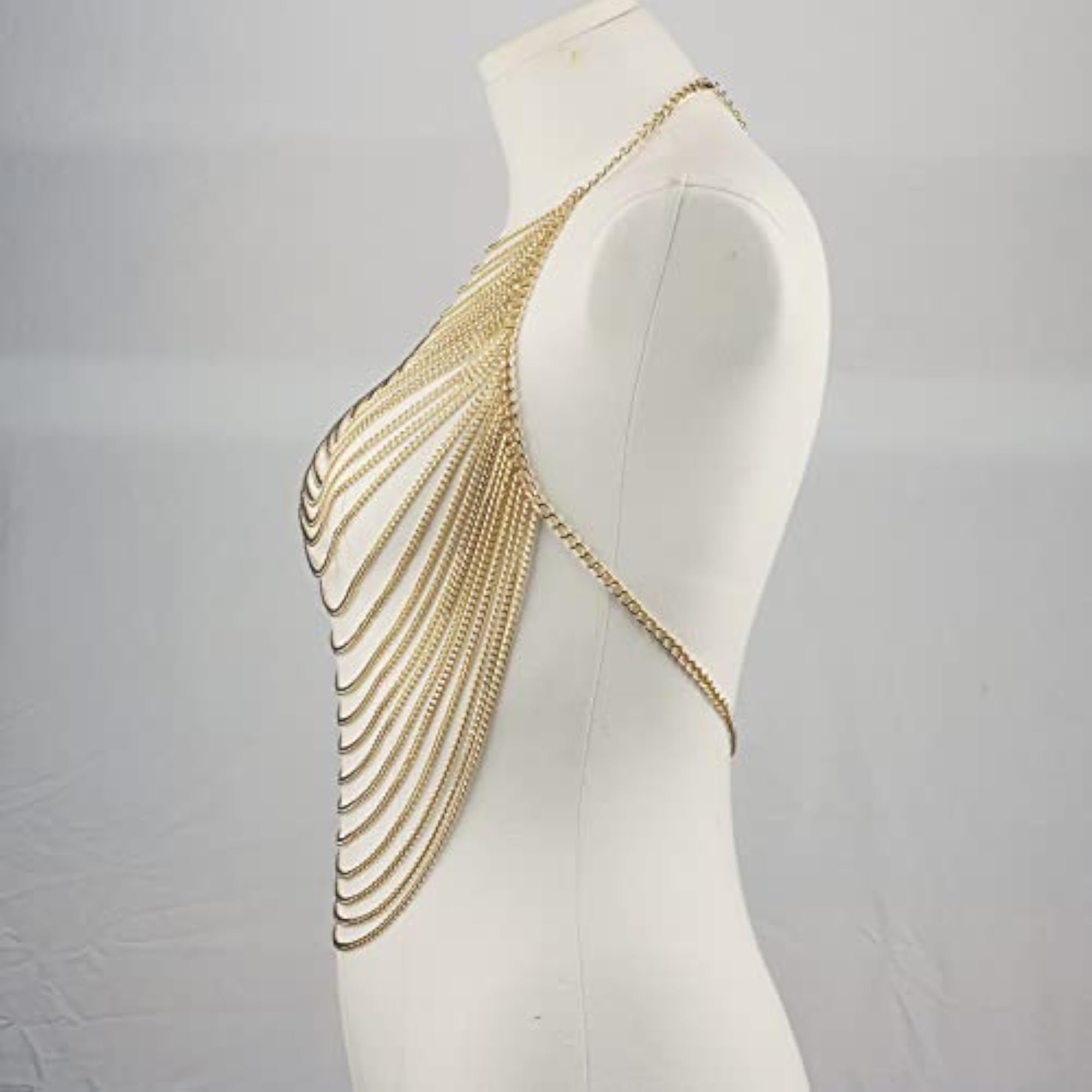 Women's Multi-Layer Gold Body Chain Necklace, Sexy Accessory