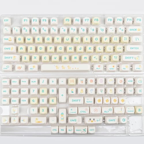 Image of MOA Profile PBT Keycap Set, Yellow White Custom Keycaps, Dye-Sublimation Cute Duck Keycaps Suitable for Most 65% 75% 100% Gateron Cherry MX Switches Mechanical Keyboard