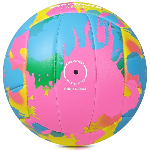 Runleaps Soft Volleyball Official Size 5 Soft Waterproof Volleyball Sand Sports PU Ball for Indoor, Outdoor, Pool, Gym, Training（Pink,Yellow） - Thumbnail 4