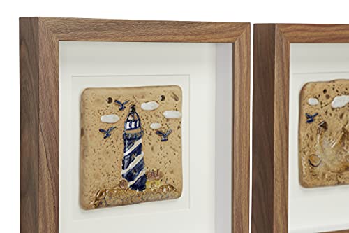 Deco 79 Shadow Box de madera MDF marrón set de 2 vitrinas decorativas de pared para casa 6