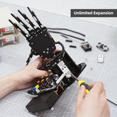 Image of Robot Hand with Arduino Open Source AI Bionic Robotic Hand Five Fingers Solely Movement Mechanical Arm DIY Smart Robot & Engineering Kits, Science /Coding /Programming Set, Standard Kit