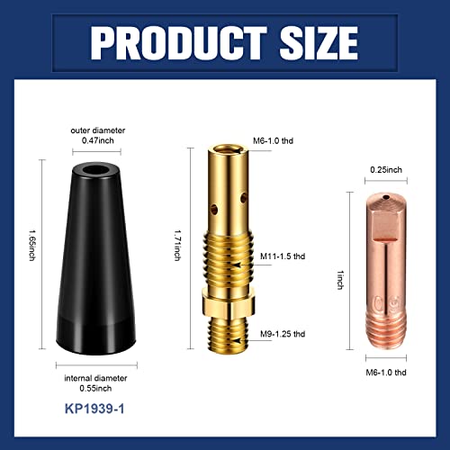 Therwen 48 Pcs Flux Core Gasless Nozzle Tips Kit Kp1939-1 Flux Core Welder Mig Welder Flux Welder Contact Tips Gasless Nozzle Gas Diffusers For Mig Welder Mig Gun (0.035"(0.9Mm) Kit) #TOP1