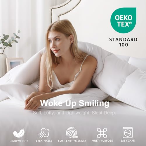 Image of KASENTEX Queen Comforter Set, Reversible,Goose Down Alternative,All Season | 250 GSM Fill, Ultra-Soft, Lightweight, Machine Washable, 1 Comforter + 2 Pillow Shams, White