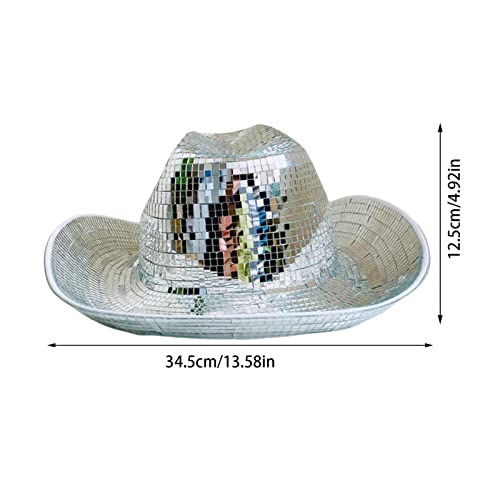 Impressionante chapéu de cowboy boné de bola de discoteca - chapéu de bola de vidro espelhado | Chap