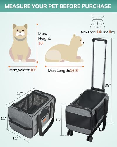 Morpilot Transporttasche für Katze mit Rollen, Faltbarer Katzentransportbox Hundetragetasche Transportbox Hund mit Trolley für kleine Hunde und Katzen - Image 4