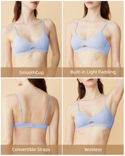 Image of Organic Pima Cotton Bra Wireless Padded Bralette Breathable Comfortable Bras for Women Everyday Triangle Bralette