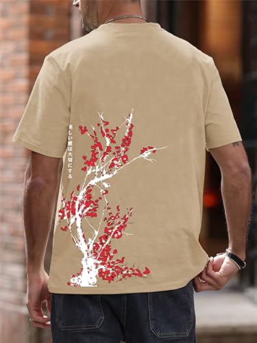 Image of COZYEASE Men's Japanese Koi Fish Graphic Tees Short Sleeve Crew Neck T-Shirt Casual Summer Tops