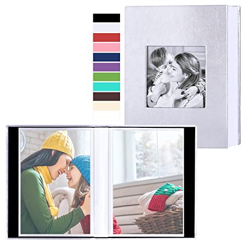 Ywlake Album Photo 10x15 Mini Petit Format 50 Pochette, Cuir Album pour Vertical Photos (Argent) Cover