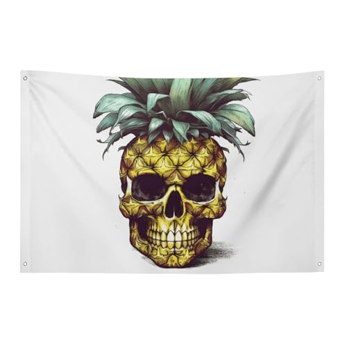 Bannière crâne ananas en polyester durable résistante aux intempéries - 2