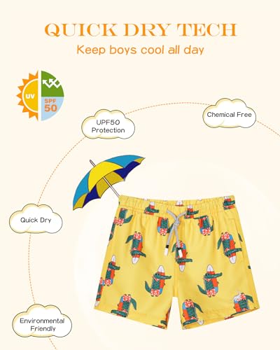 Image of SURF CUZ Surfcuz Little Boys Swim Trunks UPF 50+ Toddler Beach Shorts Swimsuit Kids Quick Dry Swimwear