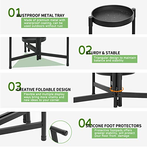 5 Tier Metal Plant Stand For Indoor Outdoor, Idavosic.ly Foldable Corner Tall Plant Shelf For Multiple Plants, Rustproof Flower Pot Holder Display Stand For Living Room Balcony Garden Patio (Black) #TOP5