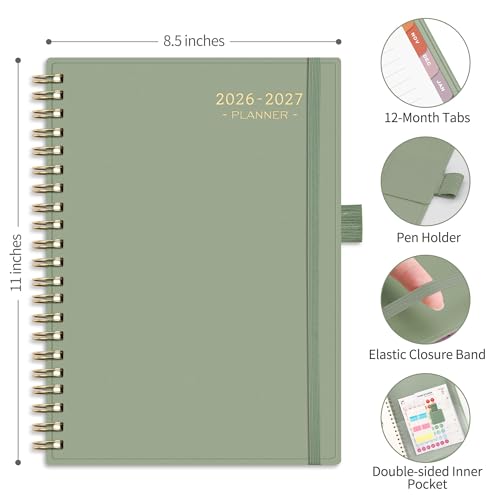 Image of RETTACY Academic Planner 2025-2026 8.5 x 11 (Light Green)