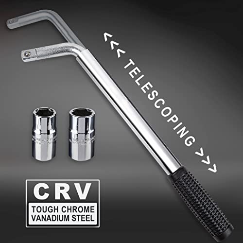 Image of CARTMAN Telescoping Lug Wrench, Wheel Wrench with Standard CR-V Sockets 17 /19, 21 /22mm