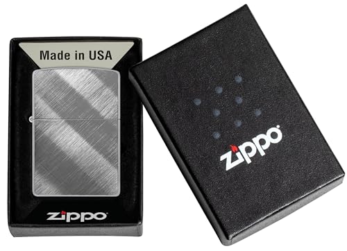 Image of Zippo Classic Diagonal Weave Windproof Lighter - Textured Chrome Finish with Subtle Pattern, Refillable, (BIS Certified)