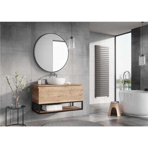 34inch Bathroom Round Mirror,Wall Mounted Vanity Mirror,Steel Frame,Black,Steel Frame - Image 6