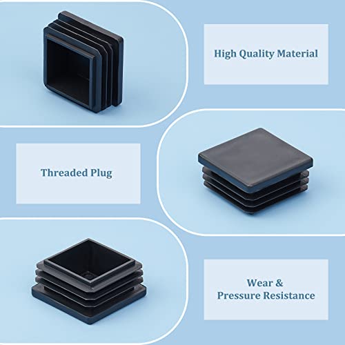 GORGECRAFT 10pcs 38x38mm Square Plastic Plug Plastic End Caps Black Insert Pipe Plugs Tubing Post End Cap for Steel Pipe Cover Tables Desks Chairs Bed Sofas Tables Furniture Foot Accessories - Image 3