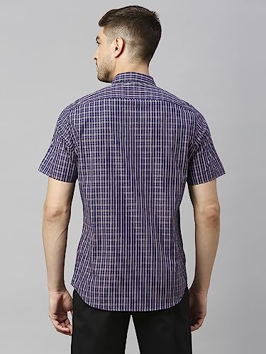 Image of Thomas Scott Mens | Half Sleeve Checkes | Printed | Slim Fit | 100% Cotton | Spread Collar | Shirts