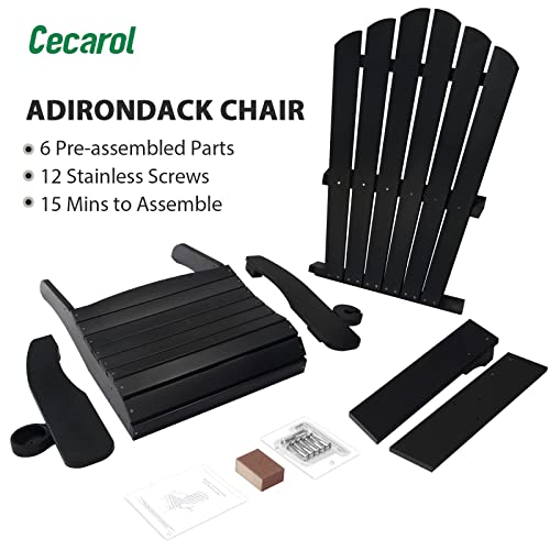 Cecarol Oversized Adirondack Chairs Set Of 4, Each Chair Is Packed Separately, Fire Pit Chair With 2 Cup Holders, 385Lb Weight Capacity, All Weather Resistant Outdoor Chairs For Garden- Black #TOP7