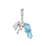 NanMuc Holiday Gifts Summer Beach Flip Flop Sliper Palm Tree Bead Charms for Pandora Bracelets Women Mom Jewlery