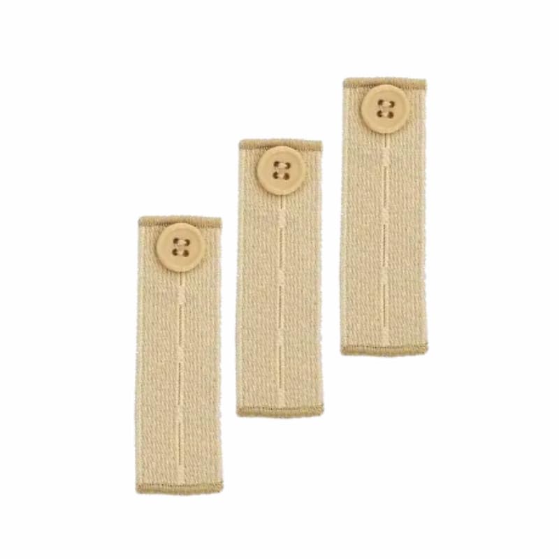 3 Extensores de Botón Elástico para Pantalones - Ajustador de Cintura Ajustable y Alargador de Pretina - Accesorio Ideal para Ampliar la Cintura con Comodidad (3 Piezas) (Beige)