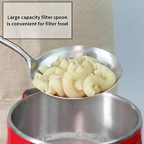 Image of Newness Slotted Spoon, [Rustproof, Heat Resistance, Integral Forming] Durable 304 Stainless Steel Skimmer Spoon with Vacuum Ergonomic Round Handle, Cooking Strainer Spoon for Kitchen, 15.47 Inches