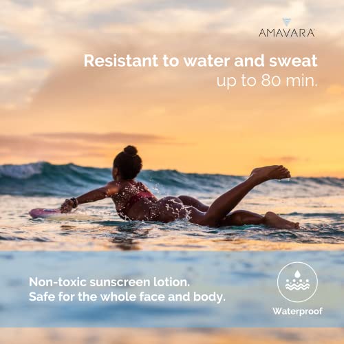 Amavara Transparent Mineral Sunscreen Spf 30, Non Nano Zinc Oxide Reef Safe Sunblock For Sensitive Skin, Biodegradable Broad Spectrum Body & Face Waterproof Suntan Lotion, 1.65 Oz (2 Pack) #TOP5