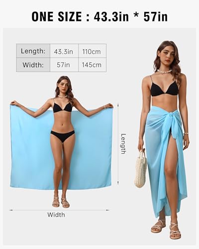 Image of Eicolorte Womens Beach Cover Up Chiffon Sheer Bikini Beach Swimsuit Coverup Sarong Pareo Wraps for Women