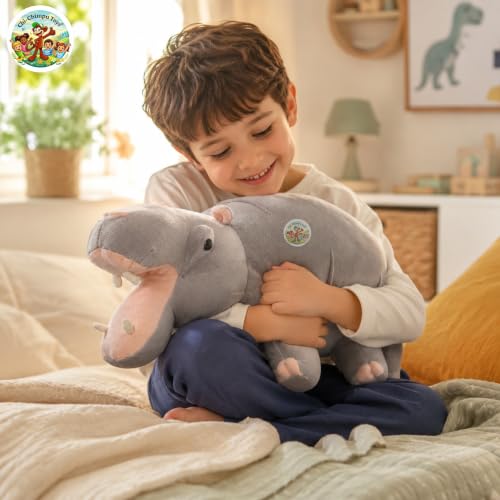 Image of Chi-Chimpu Premium Realistic Hippo Stuffed Animal | Extra Large Soft Hippopotamus Plush Toy for Kids Toddlers & Babies, Hypoallergenic Cuddly Hippo Plushie, Best Birthday Gift (80 cm)
