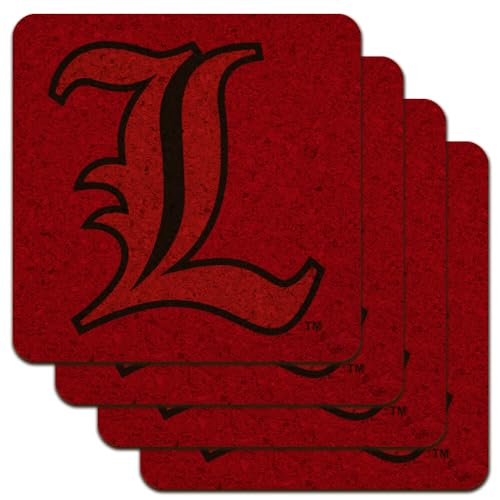 Graphics & More University of Louisville Primary Logo Low Profile Novelty Cork Coaster Set