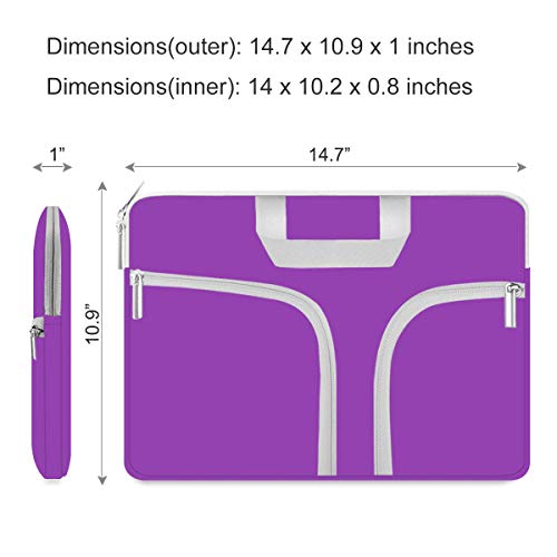 Hestech Laptop Case 14 Inch,Chromebook Sleeve Cover,Neoprene Protective Carrying Bag For 14-15.6" Hp Asus Acer Samsung Sony Lenovo Dell Xps Surface Book 15/16 Inch Macbook Pro Computer,Purple #TOP3