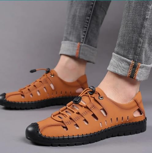 Image of OZJI Faux Leather Stylish sandals (Grey, UK Footwear Size System, Adult, Men, Numeric, Medium, 6)