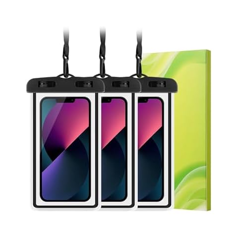 YOHOTA Waterproof Phone Pouch, Universal Case Compatible for iPhone 15 14 13 12 Pro Max Plus Up to 8.3",3 Pack (Black) Cover
