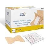 Dynarex Adhesive Bandage, Fabric Fingertip, 1.75 Inches X 2 Inches Sterile, 100 Count
