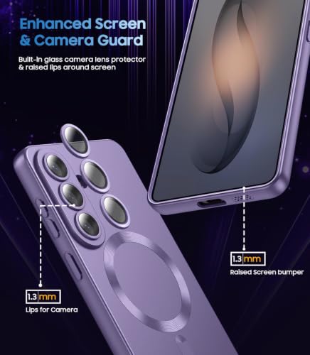 Image of DIZORO Compatible with Samsung S26 Case, Compatible with Mag Safe, Matte Luxury Metallic Luster Flexible TPU Wireless Charging Shockproof Case with Camera Protector Desert Violet