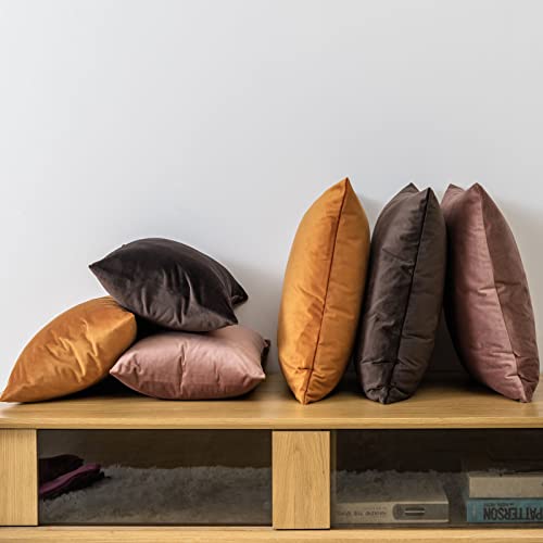 Image of JUSPURBET Rust Throw Pillow Covers Set of 2 Decorative 22x22 Velvet Pillow Covers for Couch Sofa Bed Soft Cushion Covers Cases with Invisible Zipper for Living Room Home Decor