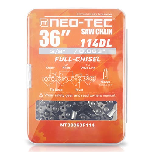 NEO-TEC 36 Inch Chainsaw Chain Blades Full Chisel 3/8 Pitch 0.063