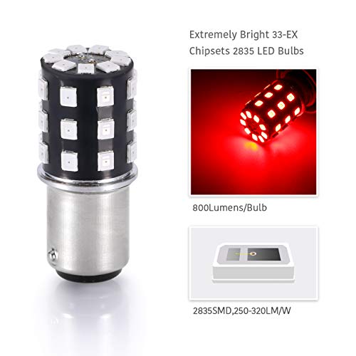Luyed 2 X 800 Lumens Super Bright 1157 2835 33-Ex Chipsets 1157 2057 2357 7528 Led Bulbs Used For Turn Signal Lights,Tail Lights,Red #TOP2