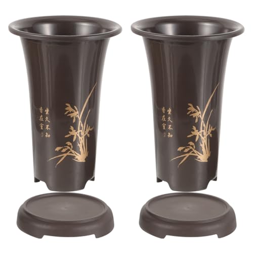Toddmomy 2 Pack Ceramic Orchid Pots with Drainage Trays 10.62 in Flower Nursery Pots for Cymbidium Indoor Planting Holder for Living Room Bedroom Kitchen Desk Home Decor by Toddmomy - Used condition - Image 5
