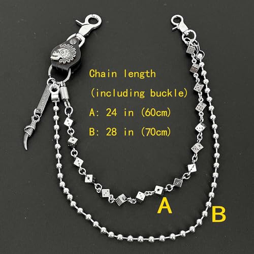 Image of Men Bicycle Strong Heavy Punk Rocker Biker Jeans Pants Chain Studs Keel Key Chain Mens Wallet Chain