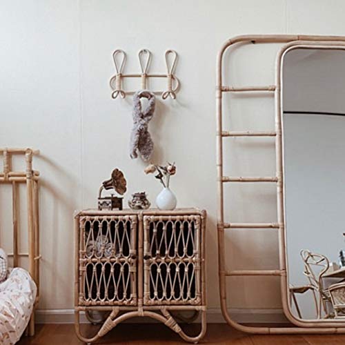 Tuklye Wall Hooks,Nature Rattan Garments Organizer Rack Clothes Hat Hanging Hook Rattan Hanger Kids Room Decor Hanger 15.7X7.9 Inch, Beige #TOP2