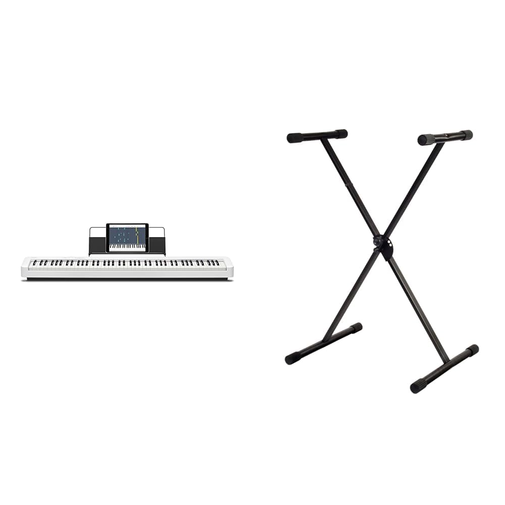 Casio CDP-S110BK Pianoforte digitale con 88 tasti pesati, bianco & FX F900520 Stand per Tastiera