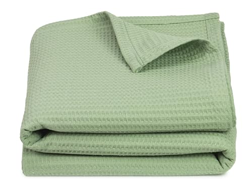 ZOLLNER Manta de 150 x 200 cm - 100% algodón - Color Verde, Resistente a Las Arrugas y Transpirable - Lavable hasta 60 °C - Calidad de Ropa de Hotel - con certificación Oeko Tex®