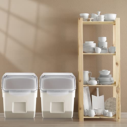 2 Pcs Dog Food Storage Container Cereal Rice Container With Measuring Cup, Plastic Cat Dog Treat Container With Leak Proof Locking Lid Airtight Dog Food Bin For Flour Grain Kitchen #TOP6