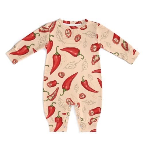 Image of NAKOCO Unisex-baby Long Sleeve Long Leg Slouch Romper Red Horse Pattern Baby One-Piece Jumpsuit