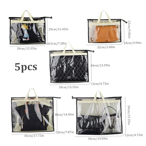 Rangement de sac à main beige et housse transparente de protection - 4